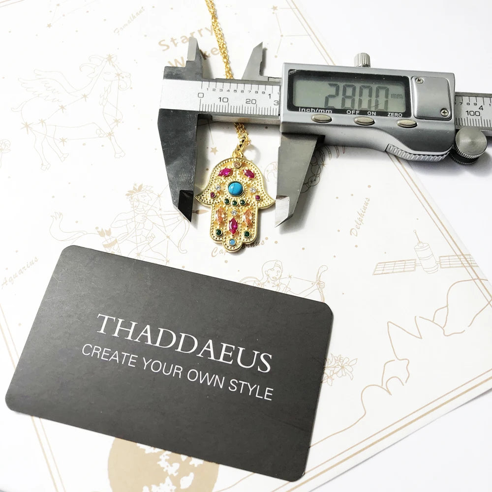 Golden Hand of Fatima Necklace Turquoise 925 Sterling Silver Vintage Jewellery