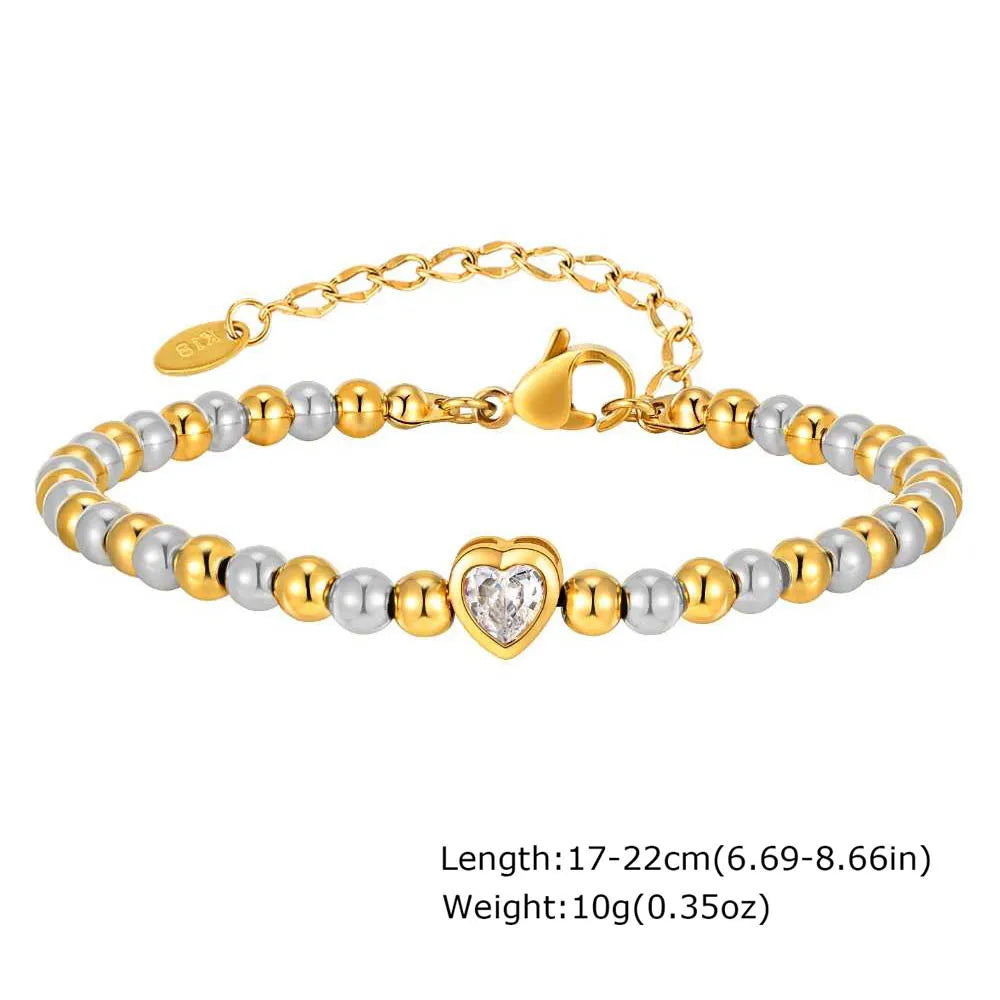 Two Tone Chain Bracelet for Women, Chunky Mixed Metal Link, Stainless Steel Waterproof Jewelry, Stylish Adjustable Wristband