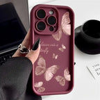 Pink Butterfly Silicone Case for iPhone 17 16 15 14 13 12 11 Pro Max Plus