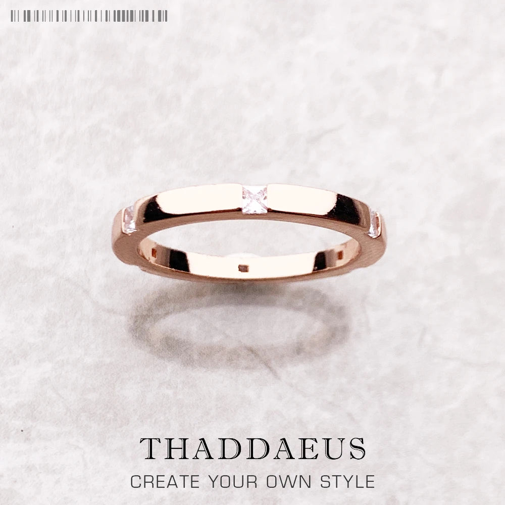 925 Sterling Silver Ring with Stones Trendy Fine Jewellery Women Christmas Gift