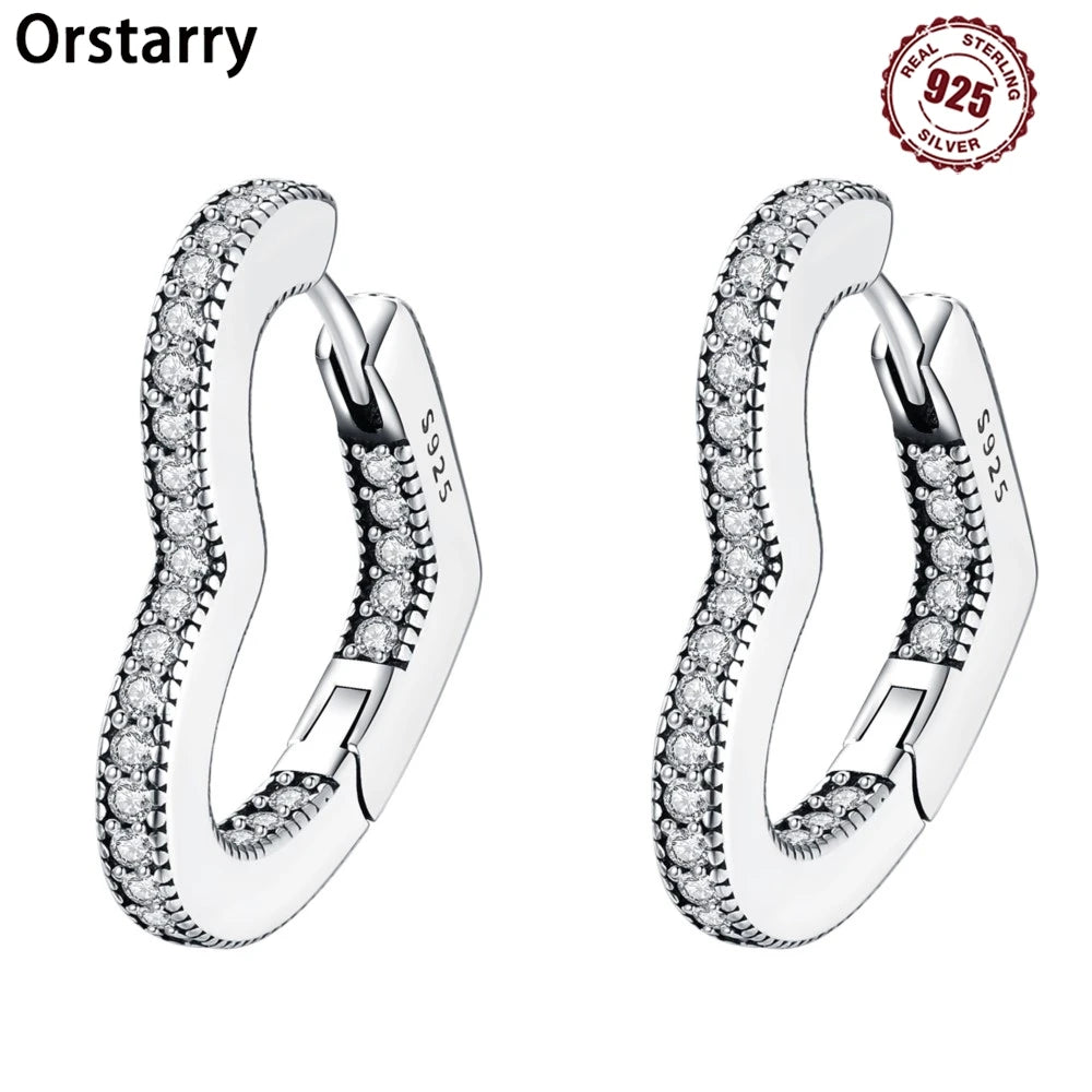925 Sterling Silver Exquisite Heart-shaped Versatile Hoop Earrings Birthday Gift