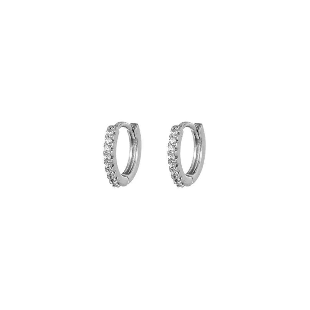 New Stainless Steel Zircon Star Cross Hoop Earring Gold y2k Crown