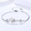 Crystal Star Charm Bracelet 925 Sterling Silver Elegant Wedding Jewellery