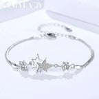 Crystal Star Charm Bracelet 925 Sterling Silver Elegant Wedding Jewellery
