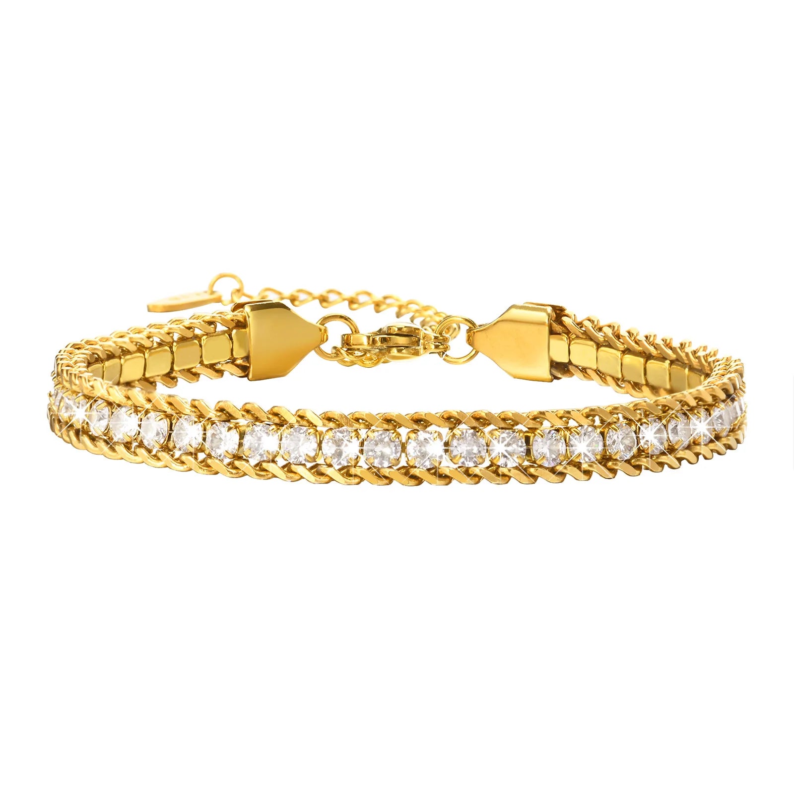 Stainless Steel Tennis Bracelets for Women, Iced Out 5A Cubic Zirconia Stones Charm Bracelets, Ladies Bridal Wedding Jewelry
