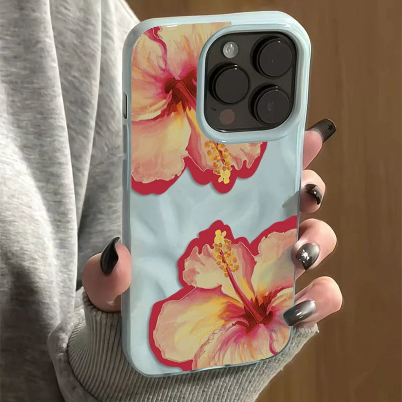 Pink Hibiscus Flower Texture Case for iPhone 17 16 15 14 13 12 11 Pro Max