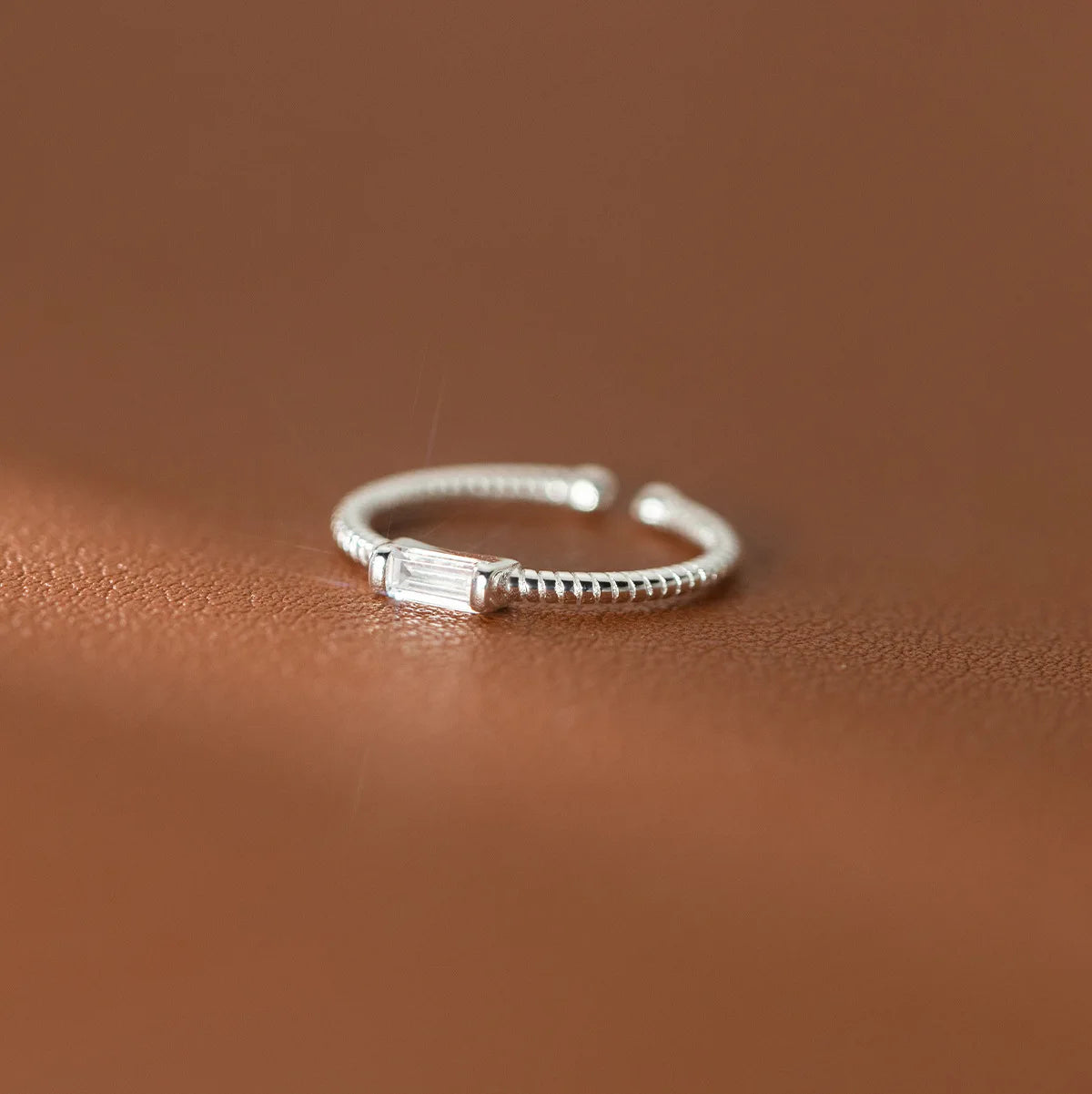 925 Sterling Silver Square Zircon Adjustable Ring Engagement High Quality Jewellery Wholesale
