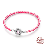 925 Silver 17-20CM Heart Pave Zirconia Original Bracelets Infinity Bracelet Fit DIY Charms Bead Birthday Jewelry Gifts Hot Sale