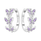 925 Sterling Silver Blue Leaf Plant Ear Studs Hoop Earrings Jewellery Gift