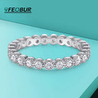 Full Moissanite Eternity Ring 2mm D Color Certified 925 Sterling Silver Stackable Band