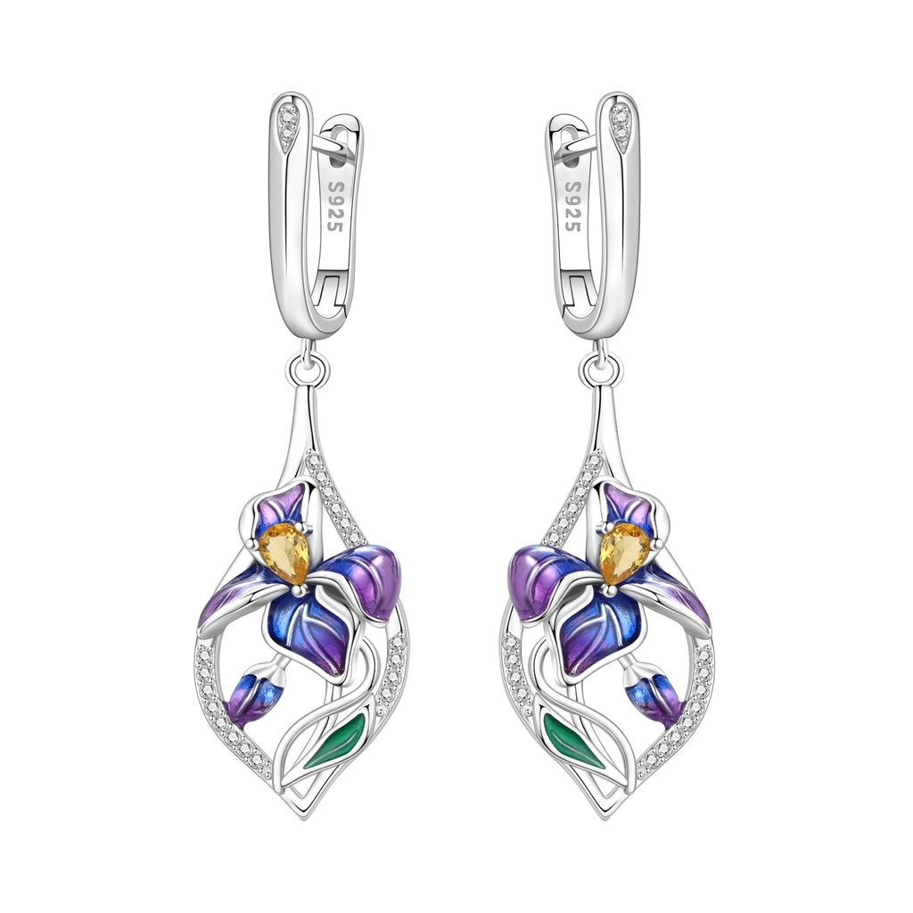 925 Sterling Silver Wings Guardian Love Heart Drop Earrings Trendy Jewellery