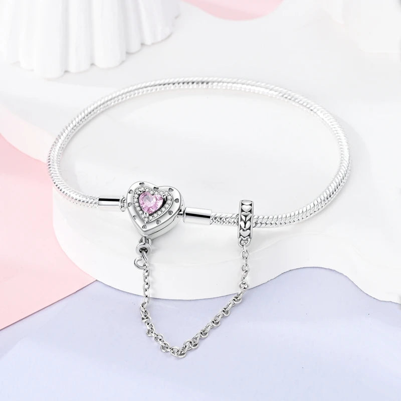 Original 925 Silver Bracelet Original Clover Heart Snake Chain Bracelets Fit Charms Beads Jewelry Gift Diy For Woman Wedding
