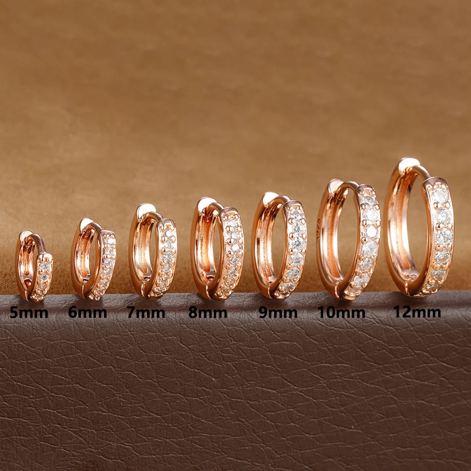 1Pair Stainless Steel Huggie Minimal Hoop Earrings Zirconia Helix Tragus