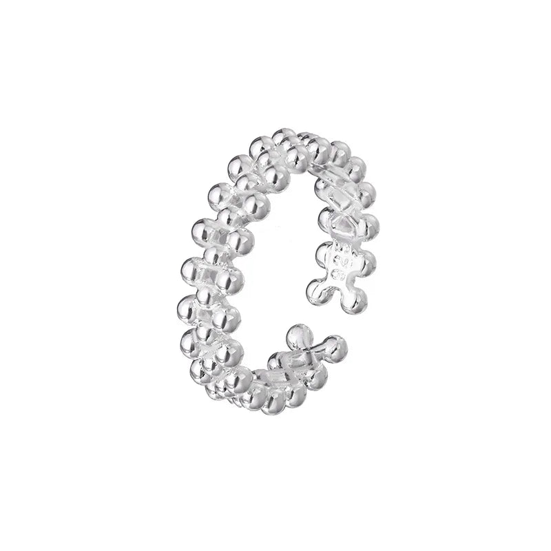 925 Sterling Silver Bilayer Ball Open Ring Wedding Luxury Quality Jewellery Accessory