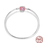 925 Silver 17-20CM Heart Pave Zirconia Original Bracelets Infinity Bracelet Fit DIY Charms Bead Birthday Jewelry Gifts Hot Sale