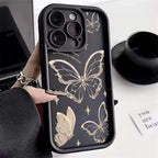 Pink Butterfly Silicone Case for iPhone 17 16 15 14 13 12 11 Pro Max Plus