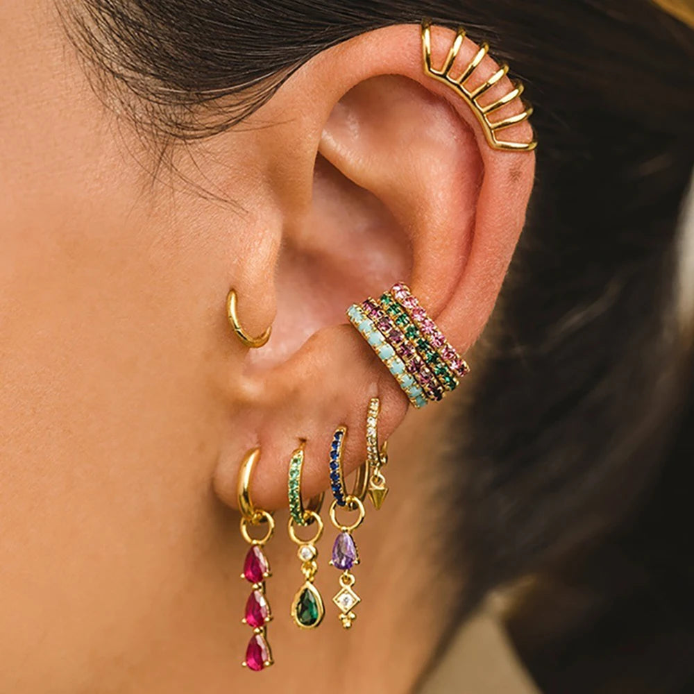 New Design Stainless Steel Water Drop Dangle Earrings Multicolor