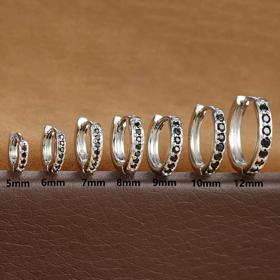 1Pair Stainless Steel Huggie Minimal Hoop Earrings Zirconia Helix Tragus