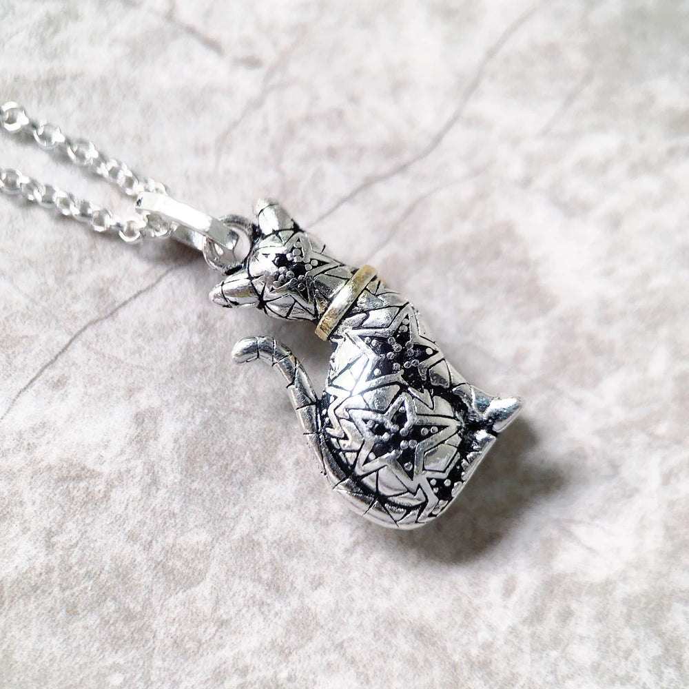 Magic Cat Pendant Necklace 925 Sterling Silver Fashion Jewellery Women Gift