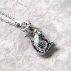 Magic Cat Pendant Necklace 925 Sterling Silver Fashion Jewellery Women Gift
