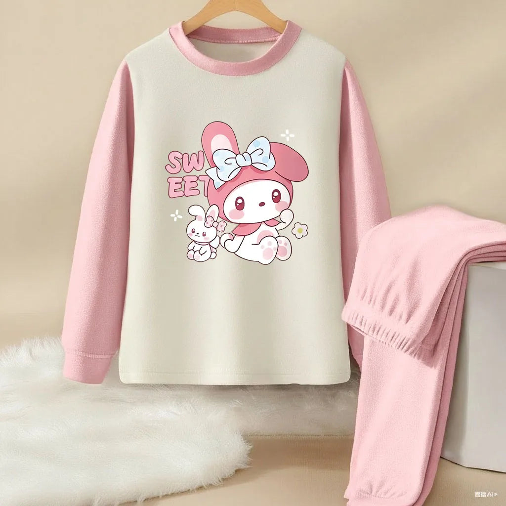 Sanrio Hello Kitty and Kuromi Girls Autumn Winter Pyjamas Soft Home Wear