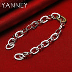 925 Sterling Silver 8-inch Simple Classic Bracelet Men Women Wedding Gift