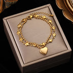 Heart Pearls Stainless Steel Charm Bracelet Girls Birthday Jewellery
