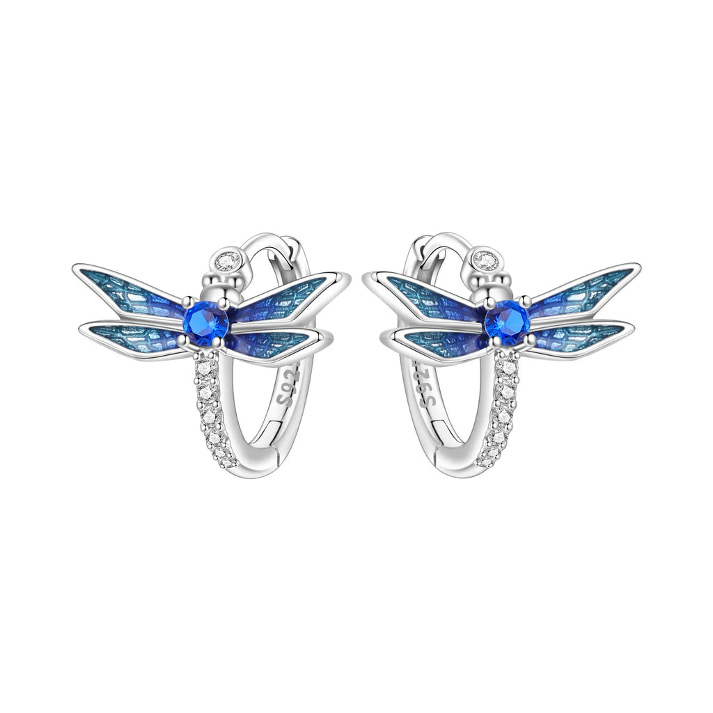 925 Sterling Silver Blue Zircon Starry Sky Hoop Earrings Trendy Jewellery
