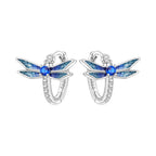 925 Sterling Silver Bees Butterflies Zircon Circle Hoop Earrings Jewellery