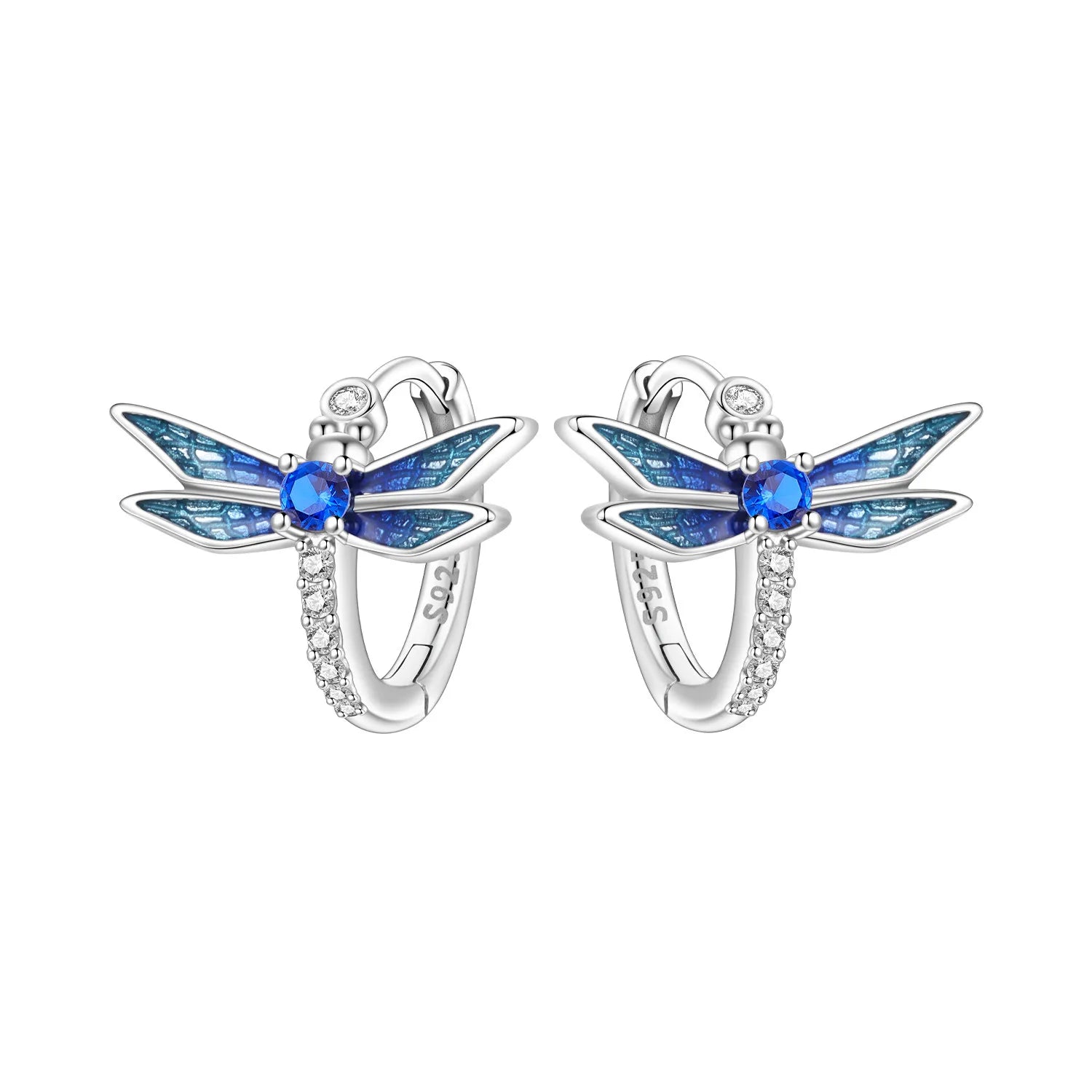 925 Sterling Silver Gradient Dragonfly Insect Drop Earrings Anniversary Gift