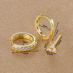 3PCS Stainless Steel CZ Zircon Huggie Hoop Earrings Flower Studs