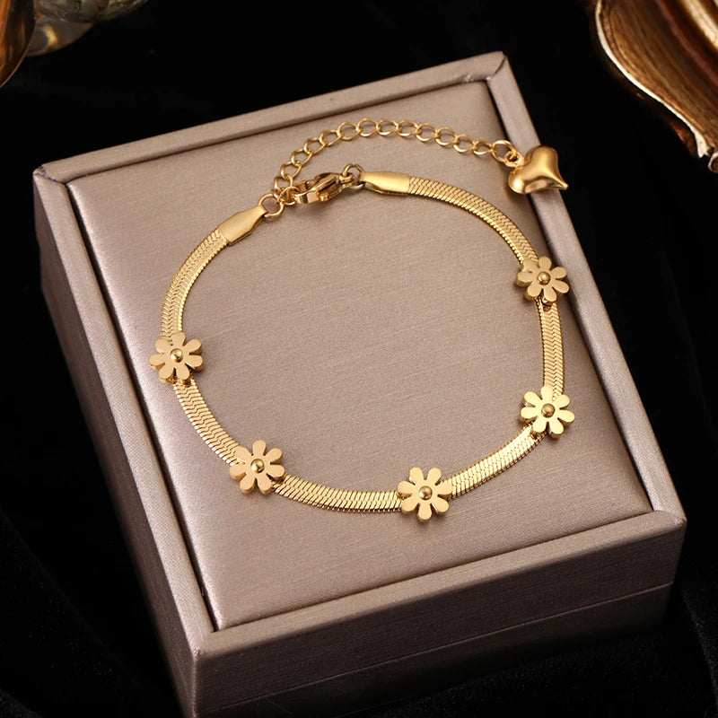 Gold Colour Stainless Steel Link Chain Bracelet Non-Fading Jewellery
