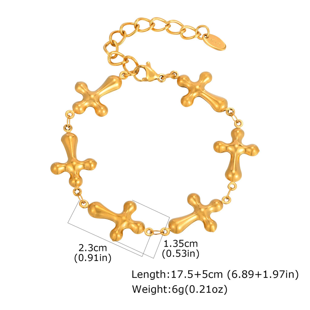 316L Stainless Steel Cross Bracelet for Women, Fashion Adjustable Chain Religious Christian Jewelry