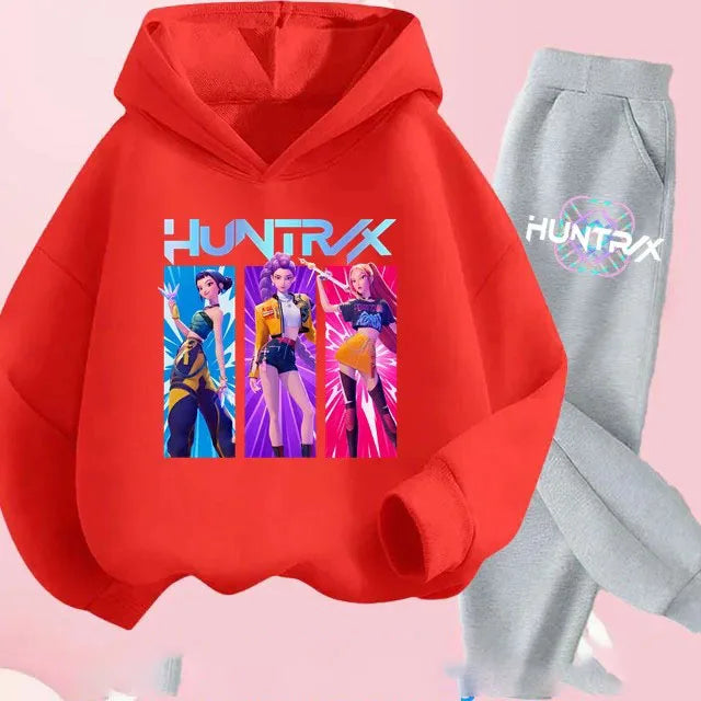 Toddler Girls Kpop Demon Hunters Fashion Hoodie & Sweatshirt Set Kids Suit