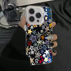 Colourful Star Matte Laser Case for iPhone 16 15 14 13 12 Pro Max