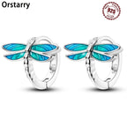925 Sterling Silver Bees Butterflies Zircon Circle Hoop Earrings Jewellery
