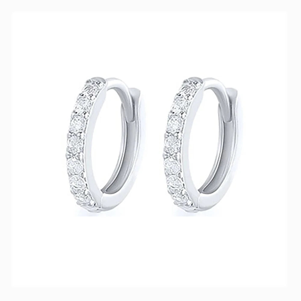2PCS Stainless Steel Minimal Hoop Earrings Zirconia Small Huggie Thin