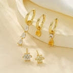 Exquisite Stainless Steel Yellow Zircon Water Drop Hoop Earring