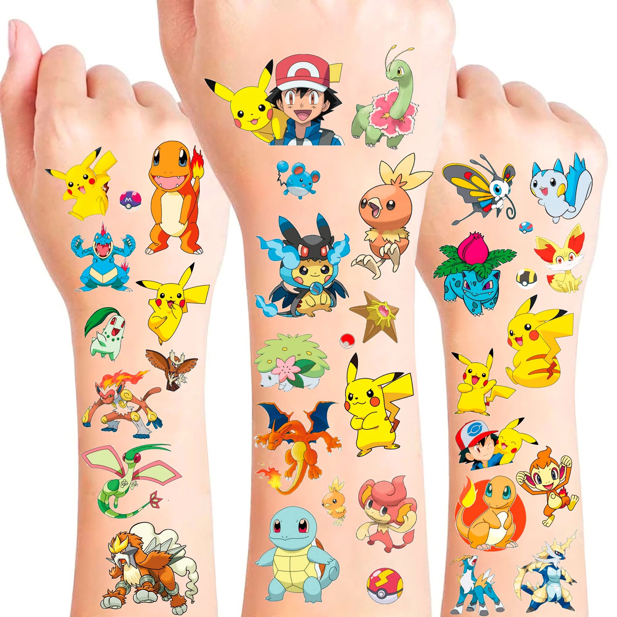 6pc Pokemon Temporary Stickers Pikachu Charizard Kids Birthday - Ship from UK