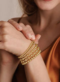 Gold Plated Beaded Braceletfor Women, Stainless Steel Stackable Stretchable Bead Ball Bracelet Hypoallergenic