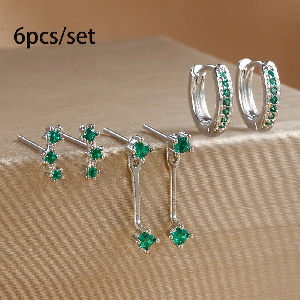 3 Pairs Exquisite Zircon Little Huggies Hoop Earrings Set Steel