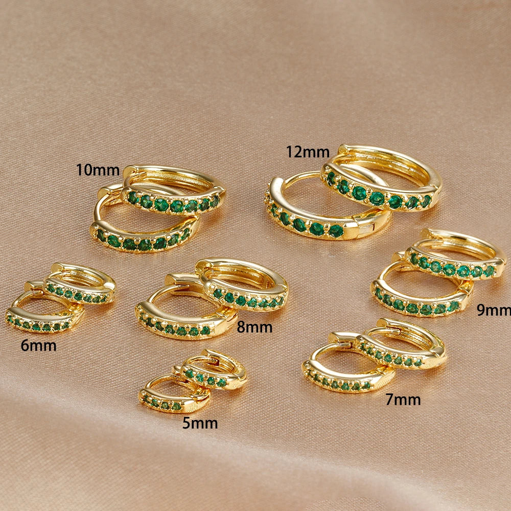 2PCS Stainless Steel Minimalist Hoop Earring Crystal Zirconia Piercing