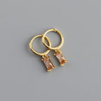 New Stainless Steel Cubic Zirconia Hoop Earrings Small Pendant