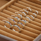 1Pair Stainless Steel Minimal Hoop Earrings Crystal Zirconia Trend
