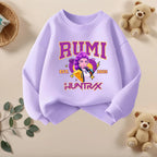 K-pop Girls Long Sleeve Pullovers Cartoon Print O-Neck Sport Sweatshirts