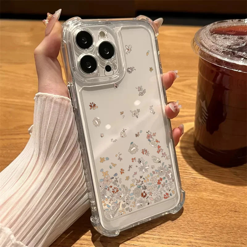 Pink Flower Bow Clear Case for iPhone 16 15 14 13 12 11 Pro Max