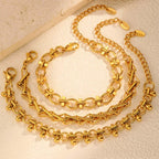 316L Stainless Steel Chunky Chain Bracelet for Women, 18k Gold Plated Waterproof Stackable Jewelry
