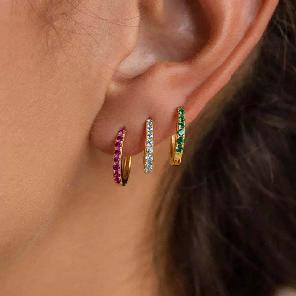 8mm Stainless Steel Minimal Hoop Earrings Zirconia Helix Tragus