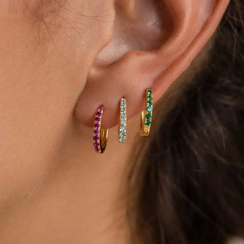 8mm Stainless Steel Minimal Hoop Earrings Zirconia Helix Tragus