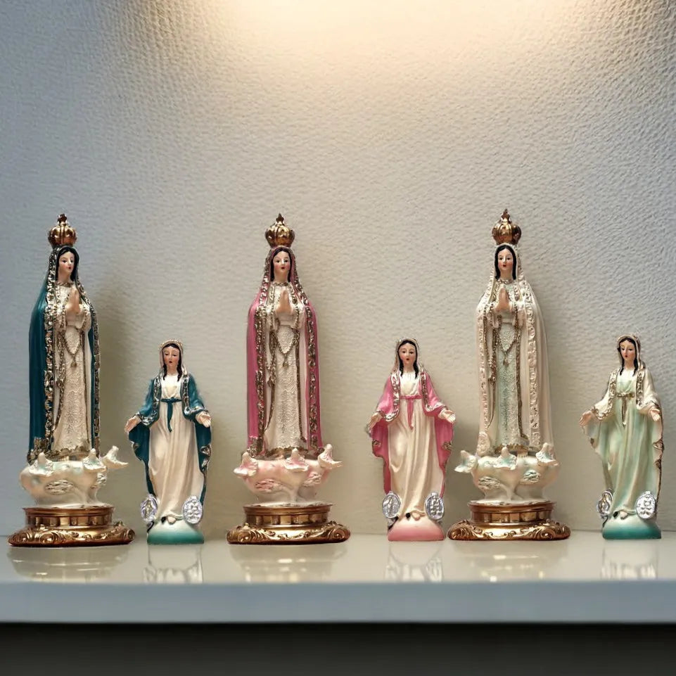 12cm 20cm Resin Our Lady of Fatima Statues Virgin Mary Sculpture Catholic Altar